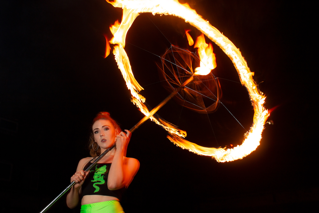 Girl performing with fire